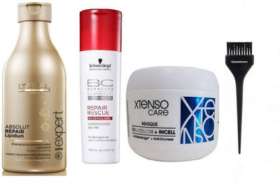 

Comminors Of hair Brush & Absolute repair Expert Shampoo & BC Bonacure Hair Conditioner & X-tenso care Pro-kerotin incell Conditioner (set of 4)(Set of 1)