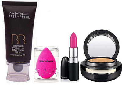 

marvalous Sponge Puff,Mac Prep-Prime BB Beauty Balm Foundation,Studio Fix Compact, Candy Yum-yum Lipstick(Set of 4)
