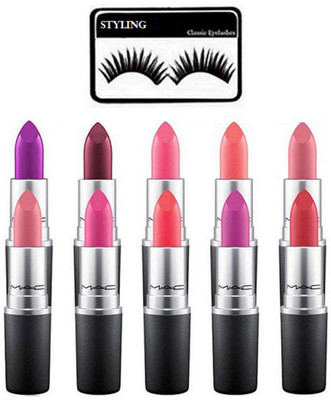 

styling Eyelashes, Mac Matte Finish Long Lasting Lipastick (Pack of 10)(Set of 11)