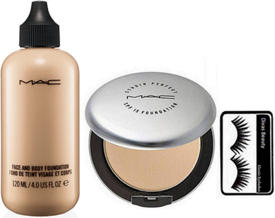 

divas beauty eyelashes & Makeup Finishing Powder Studio Perfect compact, Liquid Foundation Face & Body 120 ml(Set of 3)