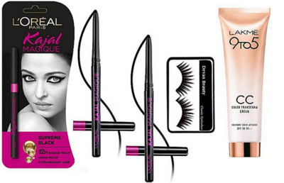 

Divas Beauty Eyelashes, L'oreal paris Magique k (Pack Of 3)& Lakme 9to5 mousse foundation(Set of 5)