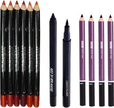 

firstzon™ EXPERT LINER COMBO ( PEN EYE LINER, KOHL KAJAL,4 EYEBROW PENCIL,6 LIP LINER WITH SHARPNER)(Set of 12)