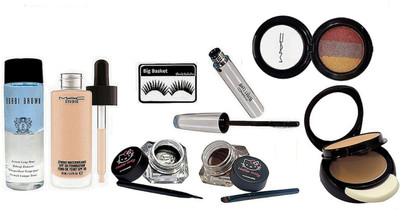 

big Basket Eyelashes, Two Way Compact, Studio Waterweight Foundation, 3 Shades Eyeshadow, Hello Kitty Two Eyeliner, Brooke Candy Mascara, Bobbi Brown Instant Long Wear Makeup Remover(Set of 7)