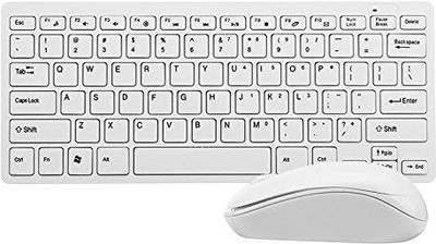 

spincart Wireless Mini Slim Keyboard and Mouse Combo with Silicon Keyboard Protector with 2.4GHz Encrypted Wireless Connection for Latop PC Desktop Notebook - White Combo Set