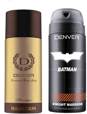 

Denver Deo Prestige 165 Ml + Batman Knight Warrior Deo 150 Ml Deodorant Spray - For Men(315 ml, Pack of 2)
