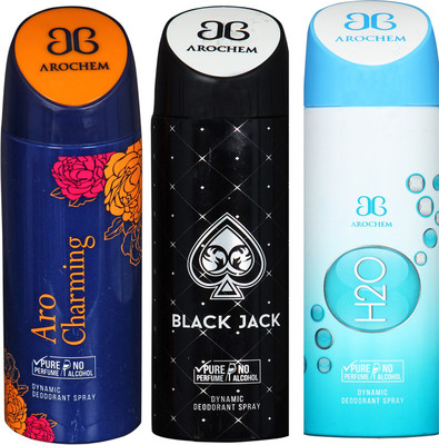 

arochem ARO CHARMING & H2O & BLACK JACK DYNAMIC DEODORANT BODY SPRAY BODY DEO SPRAY Body Spray - For Men & Women(600 ml, Pack of 3)