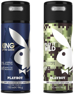 

Playboy King + Wild Deodorant Spray - For Men(300 ml, Pack of 2)