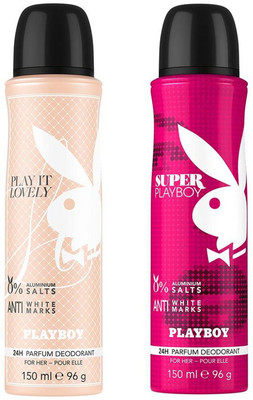 

Playboy Lovely + Super Deodorant Spray - For Women(300 ml, Pack of 2)