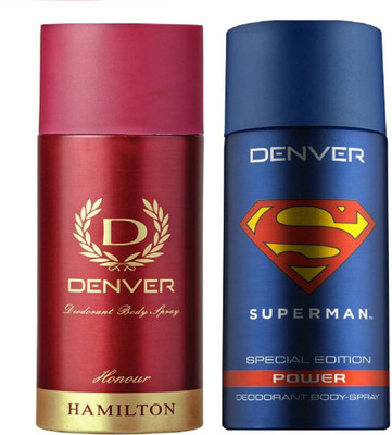 

Denver Deo Honour 165 Ml + Superman Power Deo 150 Ml Deodorant Spray - For Men(315 ml, Pack of 2)