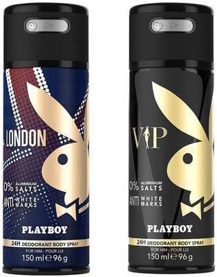 

Playboy London + VIP Deodorant Spray - For Men(300 ml, Pack of 2)
