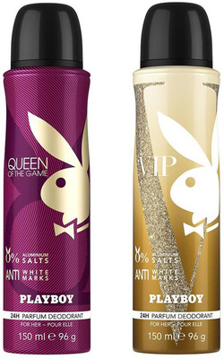 

Playboy VIP + Queen Deodorant Spray - For Women(300 ml, Pack of 2)