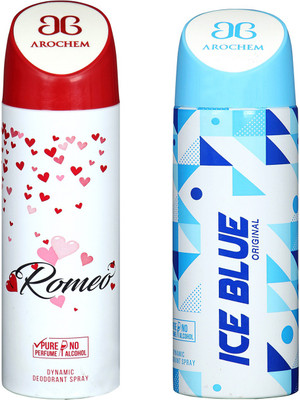 

Arochem ROMEO & ICE BLUE COMBO DEO DYNAMIC DEODORANT BODY SPRAY - FOR MEN & WOMEN Body Spray - For Men & Women(400 ml, Pack of 2)