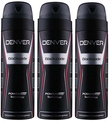 

Denver Deodorant BlackCode 150ml x 3 Body Spray - For Men(450 ml, Pack of 3)