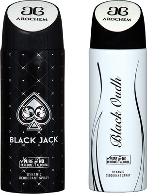 

Arochem BLACK JACK & BLACK OUDH COMBO DEO DYNAMIC DEODORANT BODY SPRAY - FOR MEN & WOMEN Body Spray - For Men & Women(400 ml, Pack of 2)