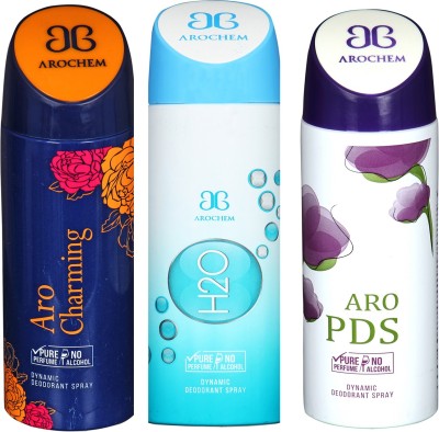 

arochem ARO CHARMING & ARO PDS & H2O DEO COMBO DYNAMIC DEODORANT SPRAY Body Spray Body Spray - For Men & Women(600 ml, Pack of 3)