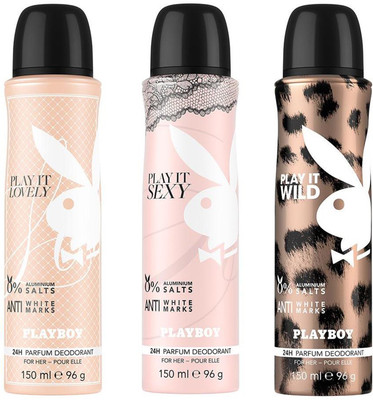 

Playboy Lovely + Sexy + Wild Deodorant Spray - For Women(450 ml, Pack of 3)