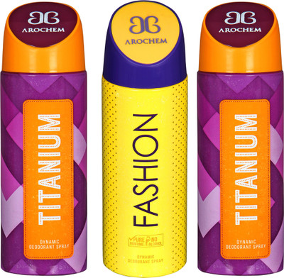 

Arochem A-3-3-1- DEODORANT NEW LATEST COMBO PACK OF 3 200 ML BOTTAL PURE PERFUME NO ALCOHOL DYNAMIC DEODORANT SPRAY Deodorant Spray - For Men & Women(200 ml, Pack of 3)