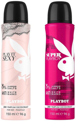 

Playboy Sexy + Super Deodorant Spray - For Women(300 ml, Pack of 2)