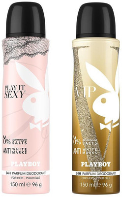

Playboy Sexy + VIP Deodorant Spray - For Women(300 ml, Pack of 2)