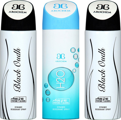 

Arochem BLACK OUDH -2 & H2O COMBO DEO DYNAMIC DEODORANT BODY SPRAY - FOR MEN & WOMEN Body Spray - For Men & Women(600 ml, Pack of 3)