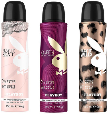 

Playboy Queen + Sexy + Wild Deodorant Spray - For Women(450 ml, Pack of 3)