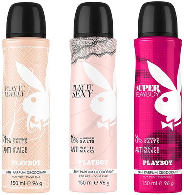 

Playboy Lovely + Sexy + Super Deodorant Spray - For Women(450 ml, Pack of 3)