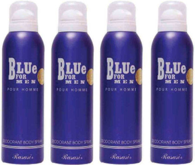 Rasasi BLUE FOR MEN PACK OF 4 Body Spray - For Men(800 ml, Pack of 4)