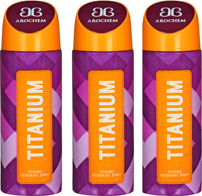 

arochem TITANIUM-3 DEO COMBO DYNAMIC DEODORANT SPRAY Body Spray Body Spray - For Men & Women(600 ml, Pack of 3)