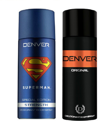 

Denver Deo Original 150 Ml + Superman Strength Deo 150 Ml Deodorant Spray - For Men(300 ml, Pack of 2)