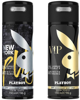 

Playboy New York + VIP Deodorant Spray - For Men(300 ml, Pack of 2)