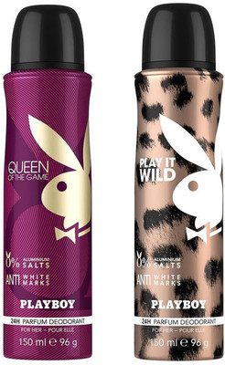 

Playboy Wiild + Queen Deodorant Spray - For Women(300 ml, Pack of 2)