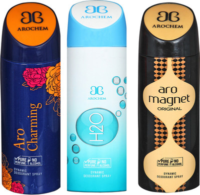 

arochem ARO CHARMING & ARO MEGNET & H2O DEO COMBO DYNAMIC DEODORANT SPRAY Body Spray Body Spray - For Men & Women(600 ml, Pack of 3)