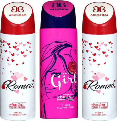 

arochem ROMEO-2 & GIRL DEO COMBO DYNAMIC DEODORANT SPRAY Body Spray Body Spray - For Men & Women(600 ml)