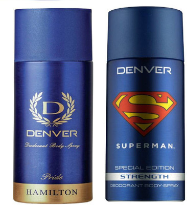 

Denver Deo Pride 165 Ml + Superman Strength Deo 150 Ml Deodorant Spray - For Men(315 ml, Pack of 2)