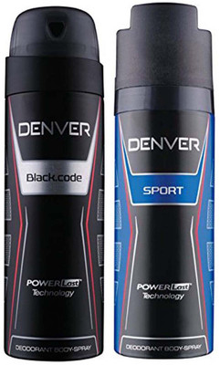 

Denver Deodorant SPORT & BlackCode 150ml x 2 Body Spray - For Men(300 ml, Pack of 2)