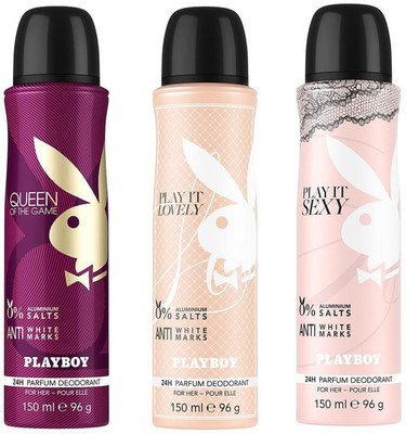 

Playboy Lovely + Sexy + Queen Deodorant Spray - For Women(450 ml, Pack of 3)