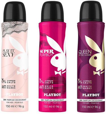 

Playboy Sexy + Queen + Super Deodorant Spray - For Women(450 ml, Pack of 3)