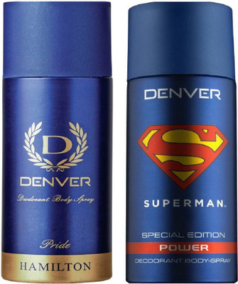 

Denver Deo Pride 165 Ml + Superman Power Deo 150 Ml Deodorant Spray - For Men(315 ml, Pack of 2)