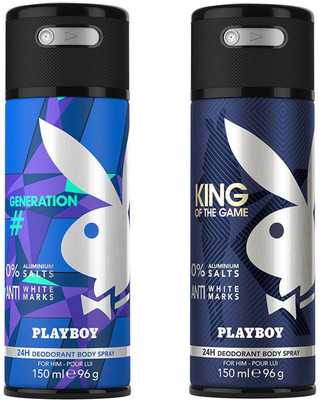

Playboy King + Generation Deodorant Spray - For Men(300 ml, Pack of 2)