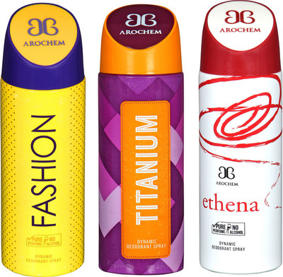 

arochem FASHION DEO COMBO & ETHENA & TITANIUM DYNAMIC DEODORANT SPRAY Body Spray Body Spray - For Men & Women(600 ml)