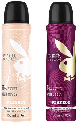

Playboy Queen + Lovely Deodorant Spray - For Women(300 ml, Pack of 2)