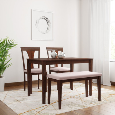 Flipkart Perfect Homes Fraser Solid Wood 4 Seater Dining Set(Finish Color - Walnut)