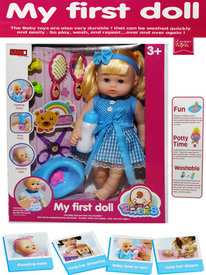 

Stylo Blue Doll With its Toy Hair styling Set with its feeding bottle and potty(Multicolor, Blue)