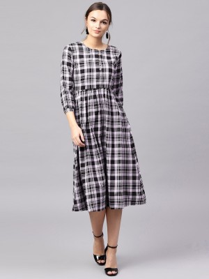 SASSAFRAS Women A-line Black, Grey Dress