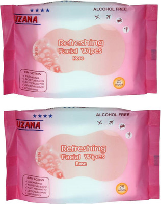 

UZANA FACIAL/FACE TISSUES -Wet-MAKEUP REMOVER-Soft -Tissue Paper Face Cleanser/Cleaning Wipes For Women & Girls-Rose(Pack of 50)