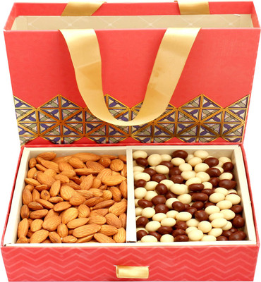 

Ghasitaram Gifts Dryfruits hamper-2 Part Almonds and Nutties Bag Box Combo(3)