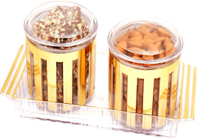 

Ghasitaram Gifts Dryfruits hamper-Revlone Set of 2 Almonds, Englsih Brittles Chocolates Air Tight Containers Combo(4)
