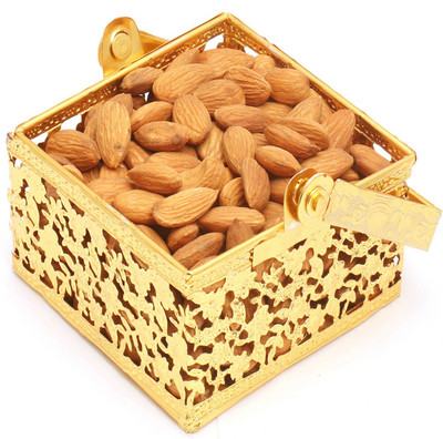 

Ghasitaram Gifts Dryfruits hamper-Golden small Almonds basket Combo(2)
