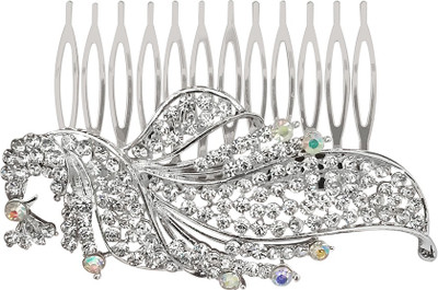 

Jewelmaze Silver Plated Austrian Stone Hair Brooch-1502077 Hair Accessory Set(Silver)