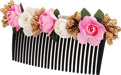 

Sanjog Vintage Style Pink&White Flower Comb Clip For Women For Wedding/Party Hair Clip(Pink)